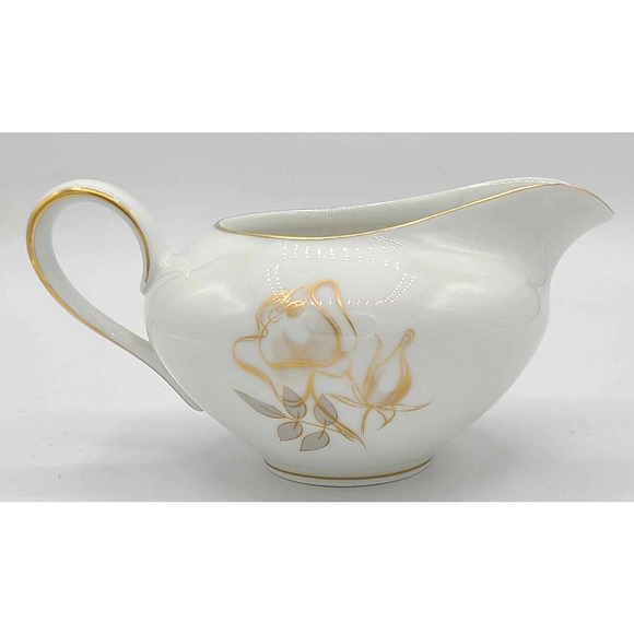 Vtg KPM Krister China Germany Sauce Gravy Boat and Creamer. Gold Rose Design - Picture 11 of 16
